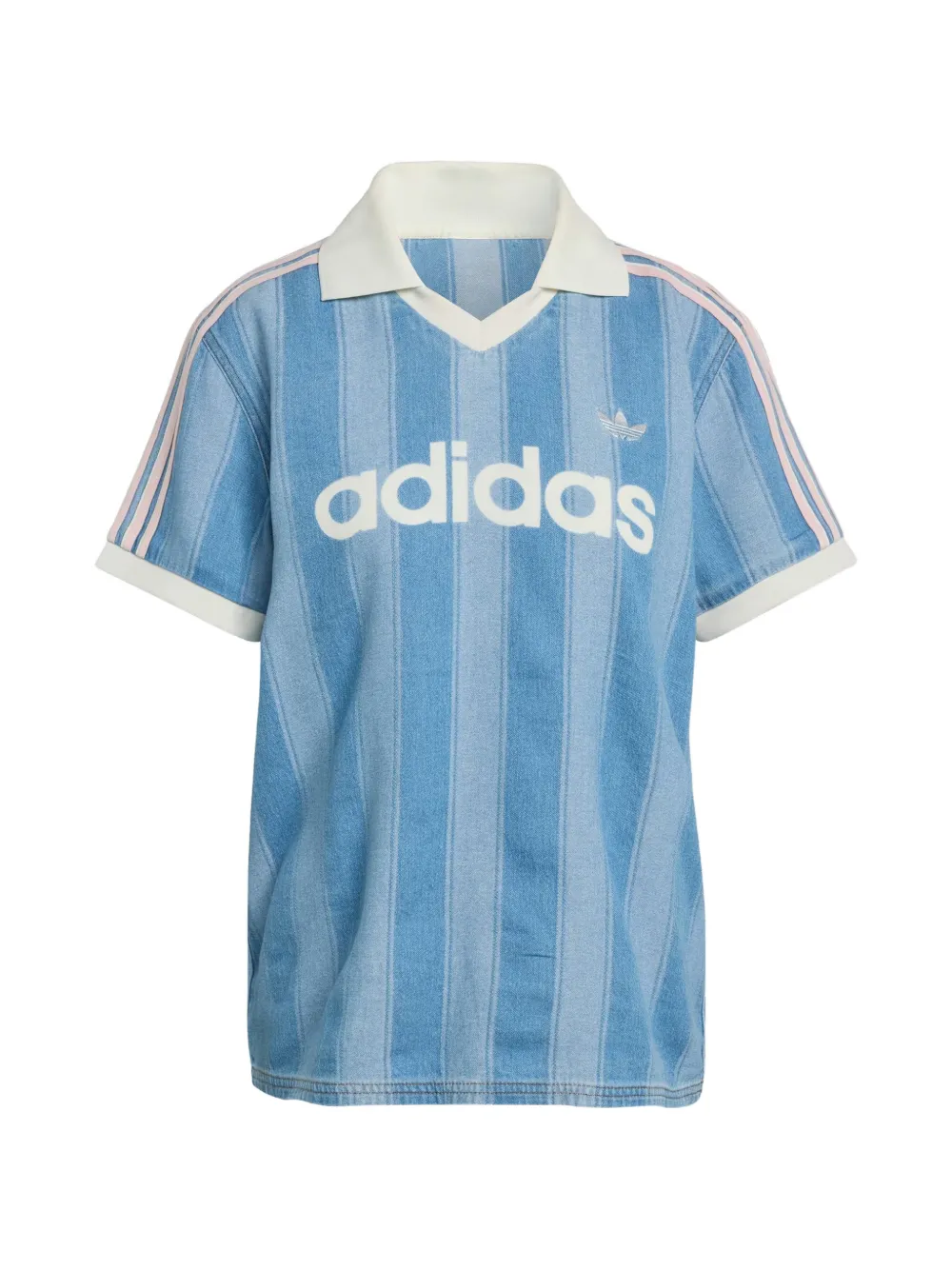 adidas striped V-neck jersey - Blau