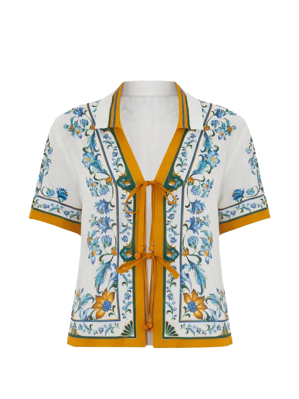 FARM Rio Flora tile-pattern blouse - Bianco
