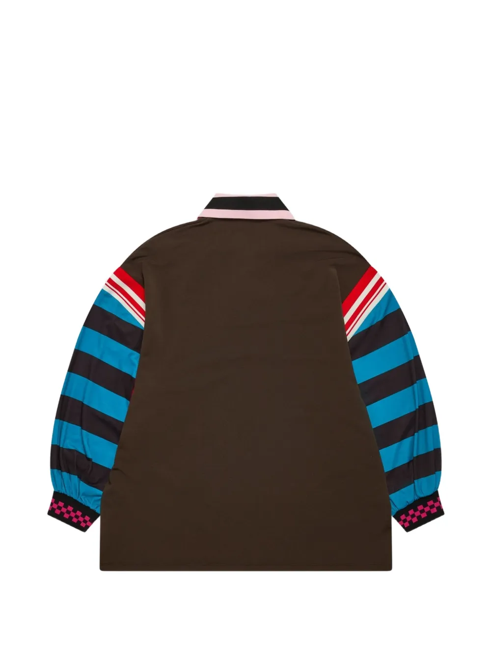 Chopova Lowena striped-sleeve Polo Top | Brown | FARFETCH CA