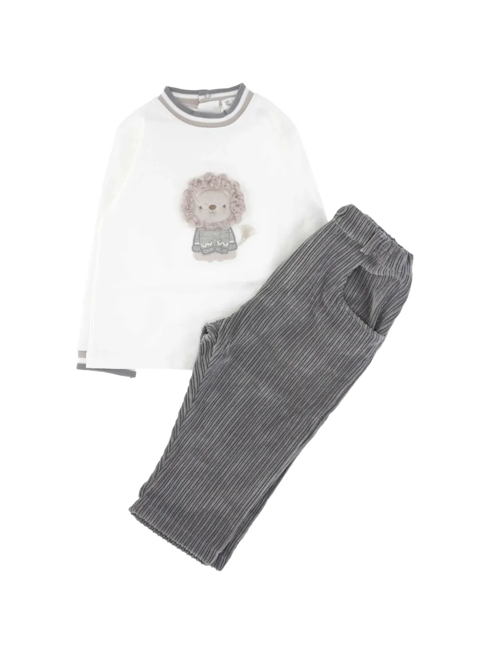 LALALU lion-applique trousers set - Grigio