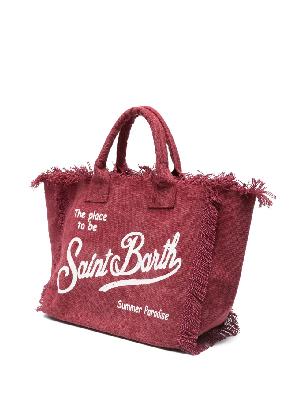 MC2 Saint Barth Vanity shopper met franje en logoprint Rood