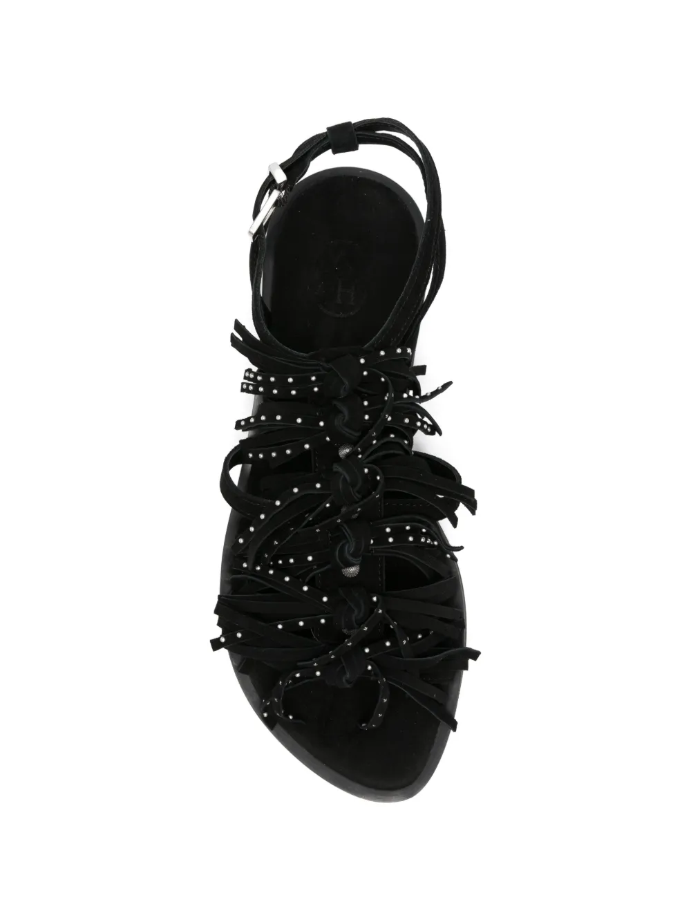 Ash Panic studded fringed sandals Zwart