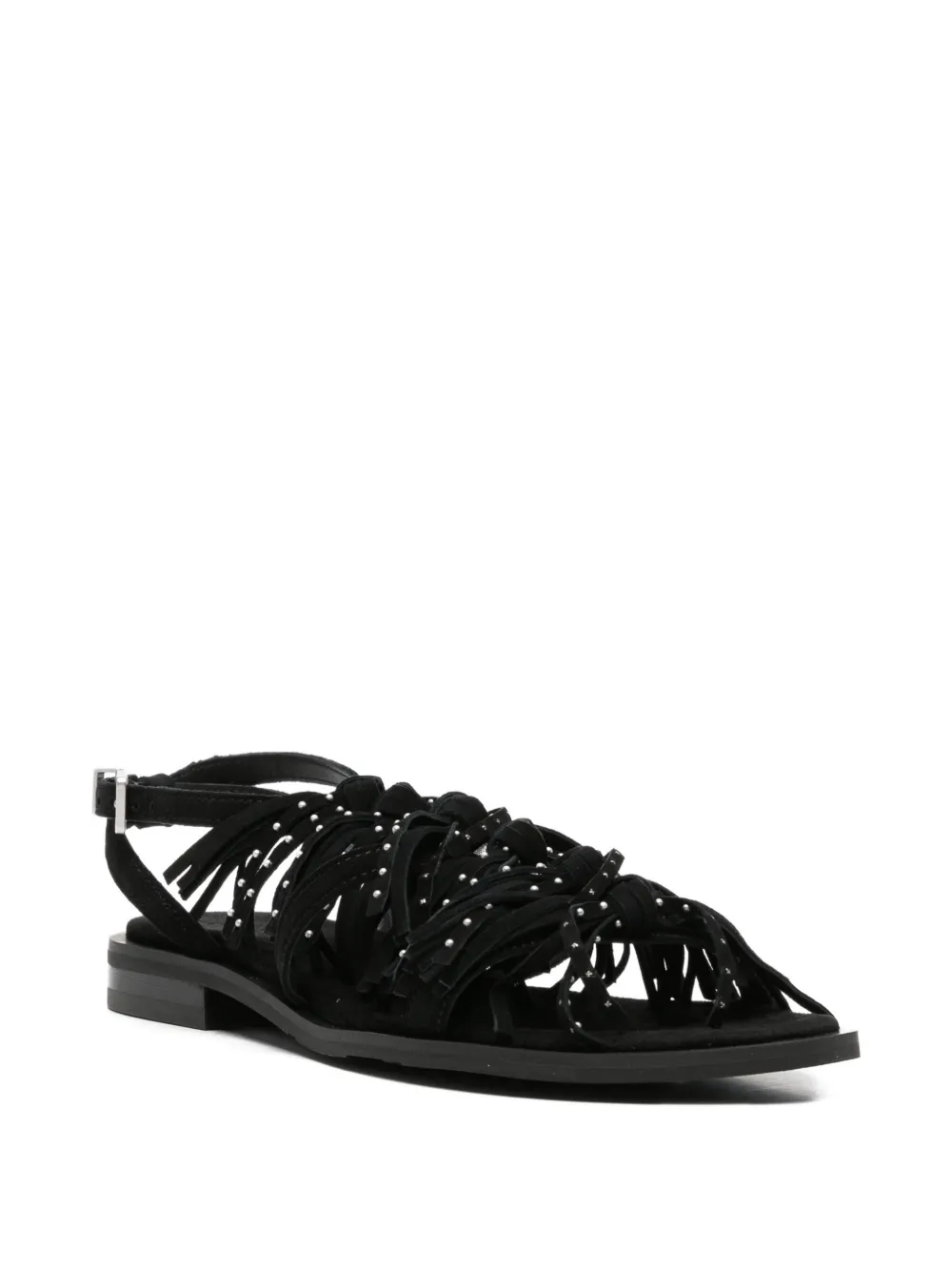 Ash Panic studded fringed sandals Zwart