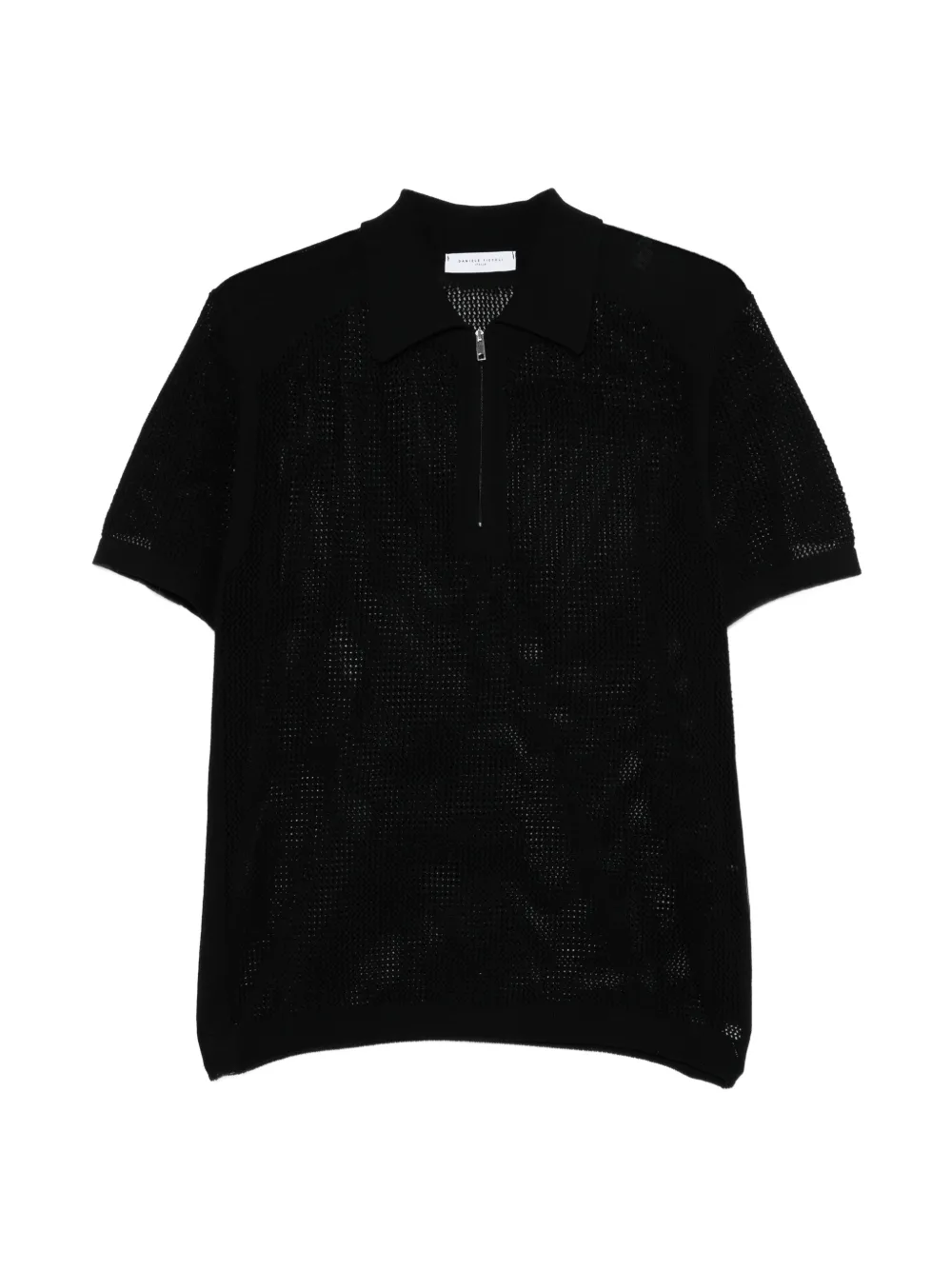Daniele Fiesoli perforated-knit zip-fastening polo shirt - Nero