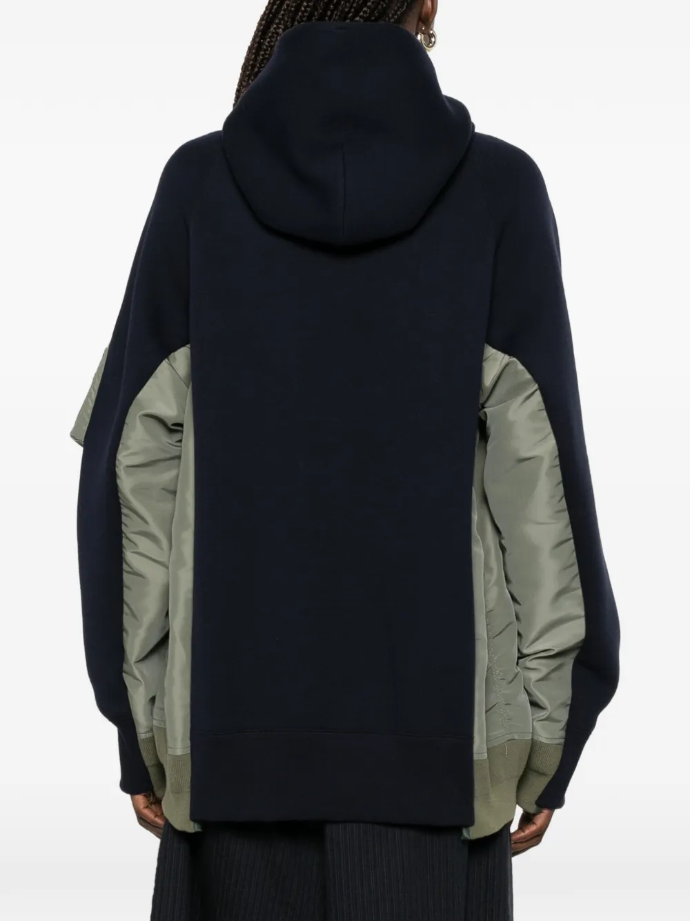 sacai Hoodie met ritszak en vlakken Blauw