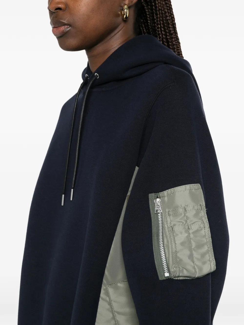 sacai Hoodie met ritszak en vlakken Blauw