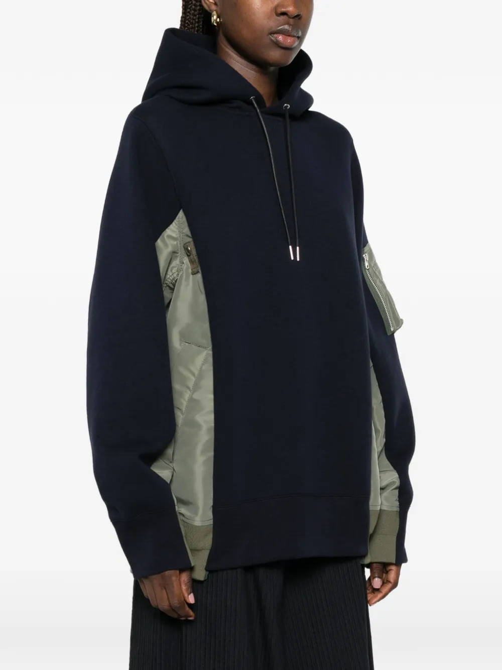sacai Hoodie met ritszak en vlakken Blauw