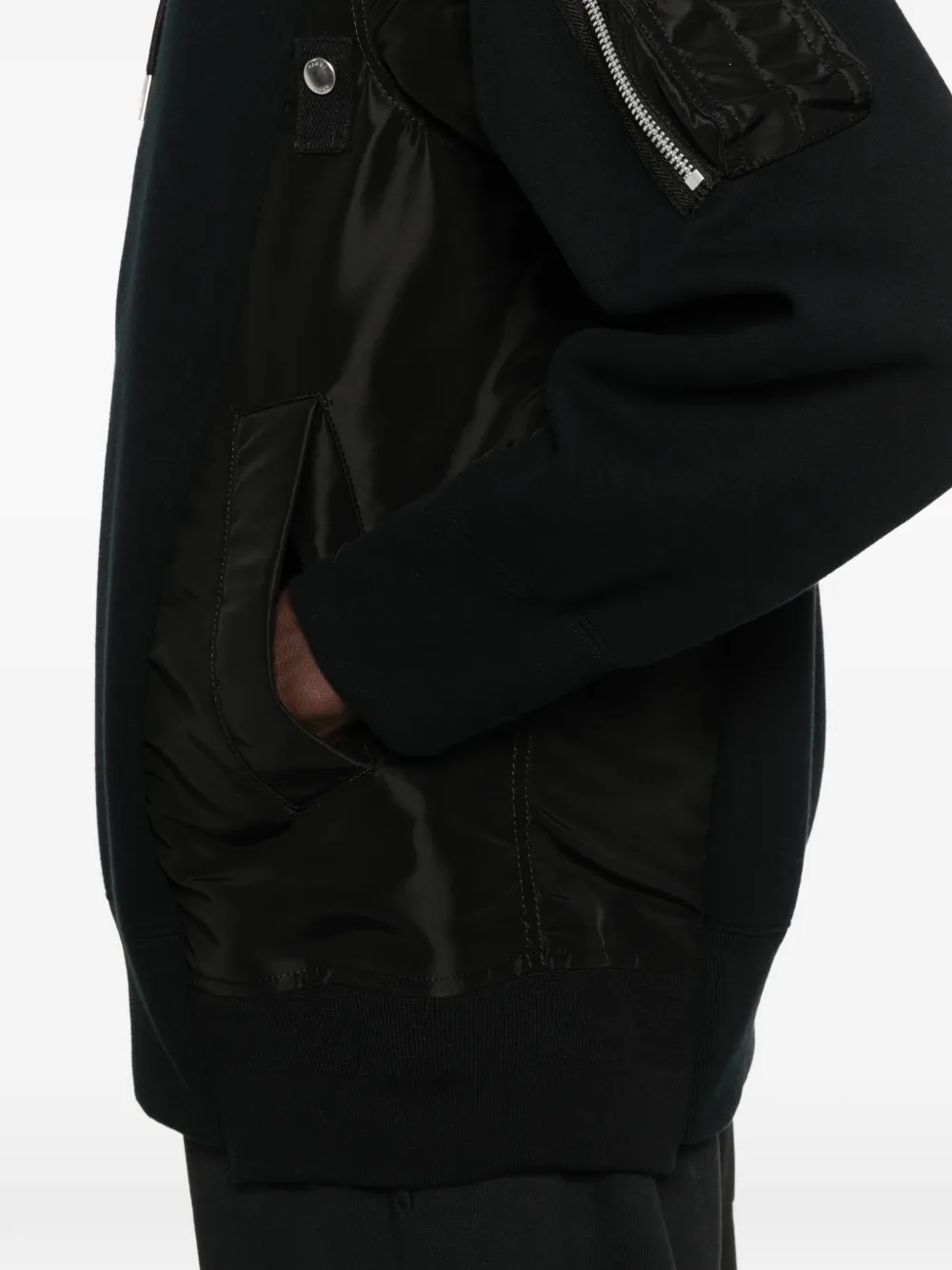 sacai Hoodie met ritszak en vlakken Zwart
