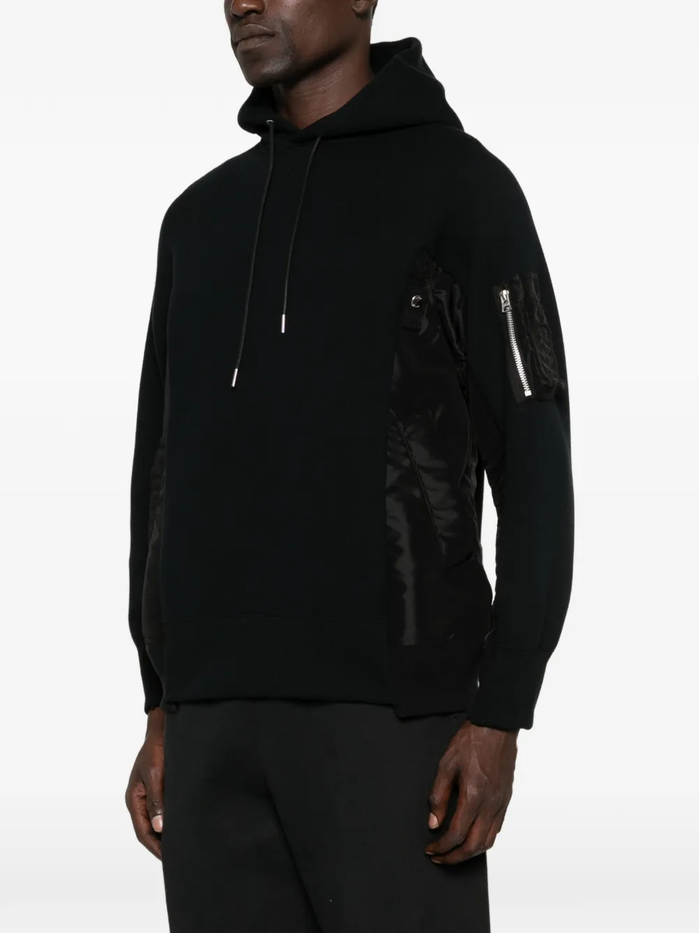 sacai Hoodie met ritszak en vlakken Zwart