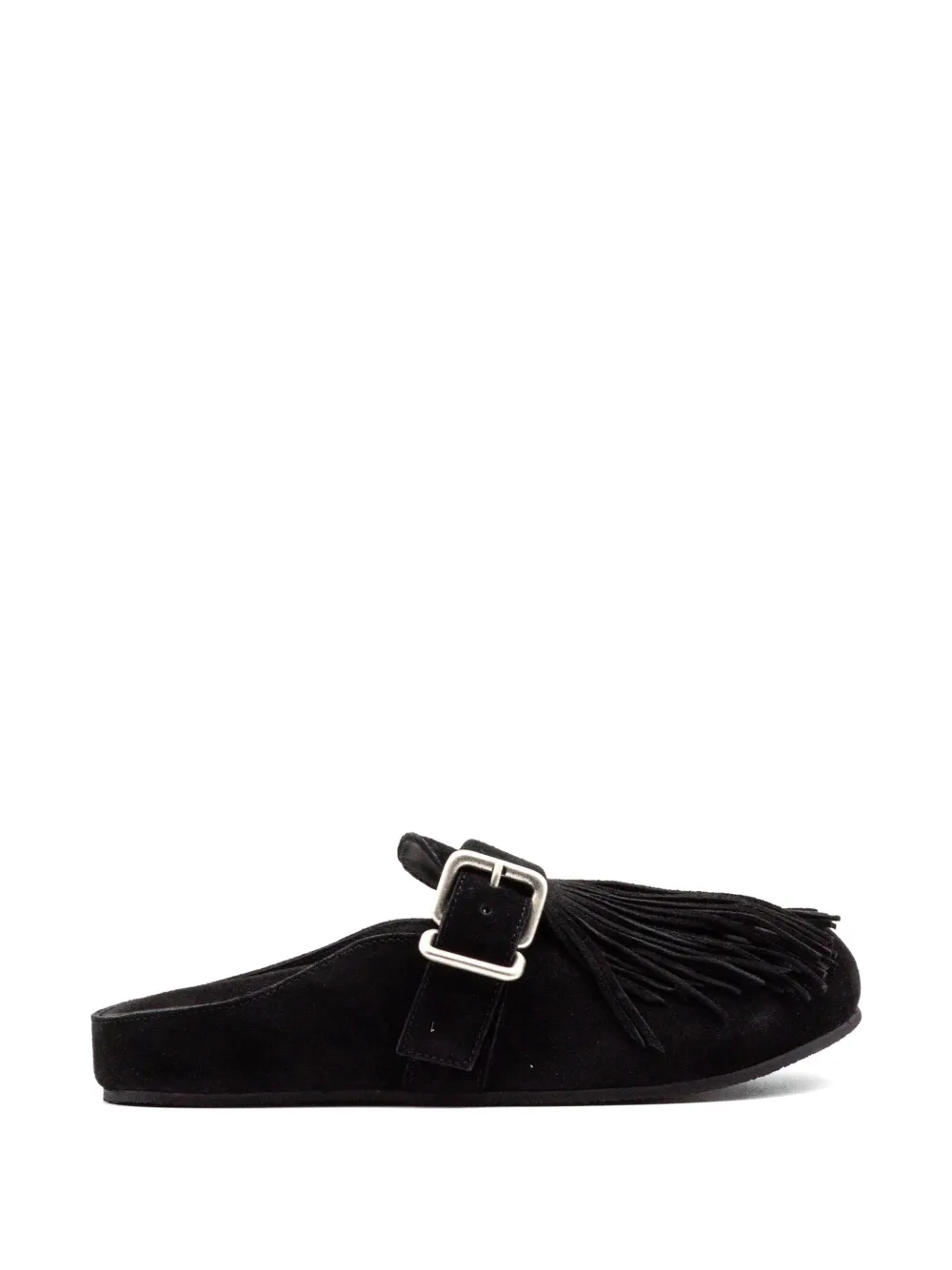 Vic Matie fringed buckle mules Zwart