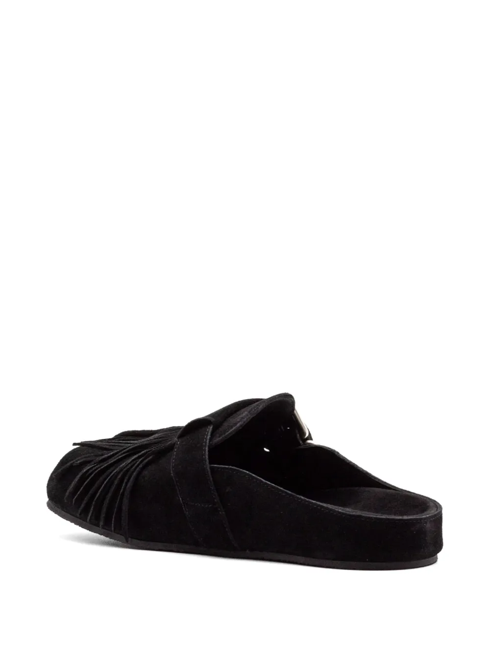 Vic Matie fringed buckle mules Zwart