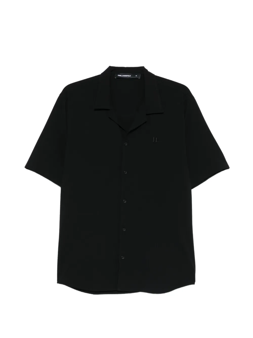 Karl Lagerfeld logo-embroidered camp-collar shirt - Nero