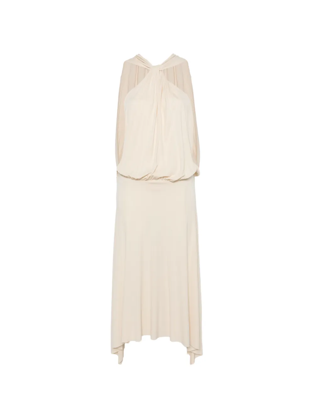 Semicouture halterneck draped midi dress - Toni neutri