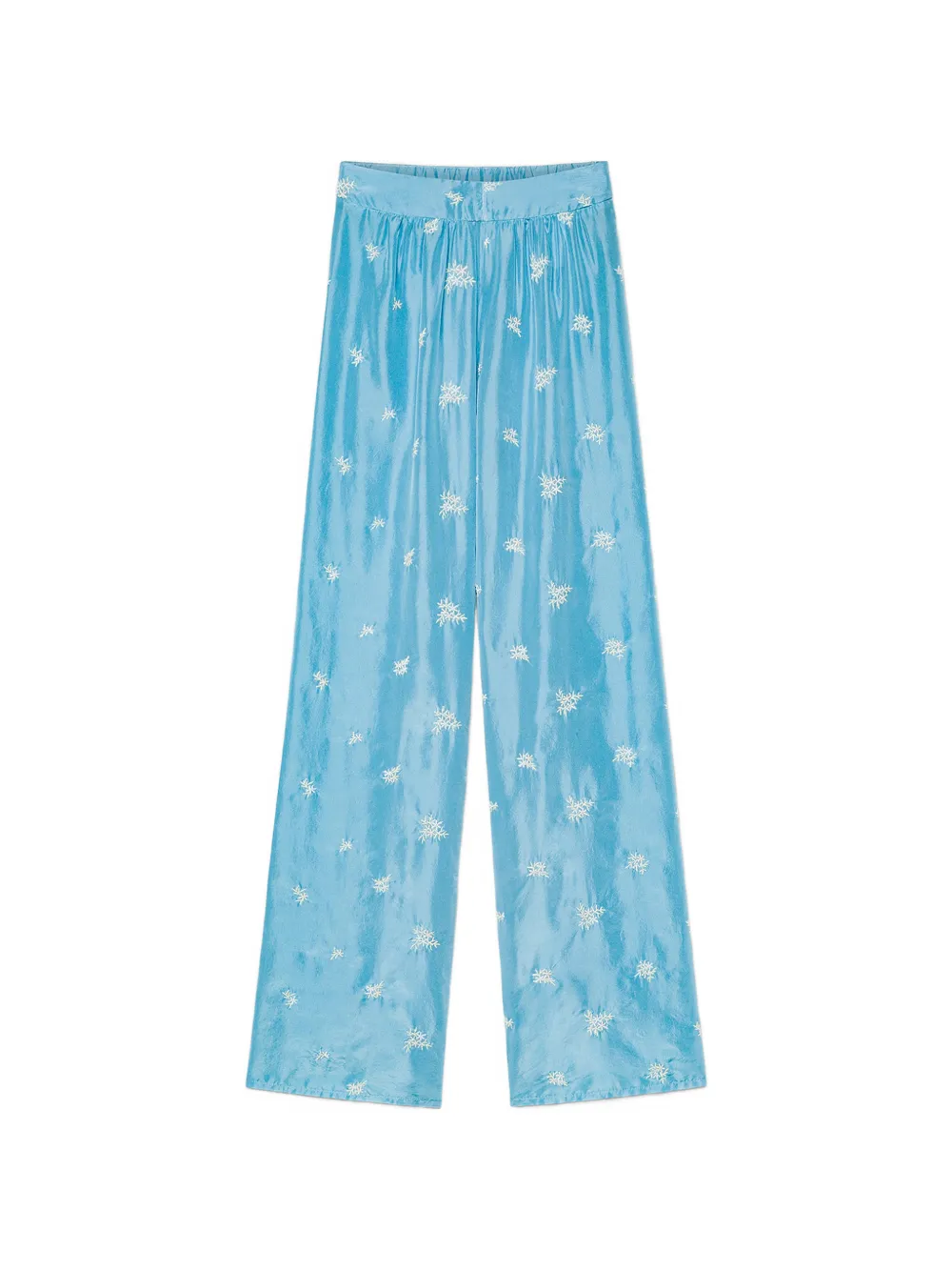 Forte Forte floral-pattern trousers - Blue