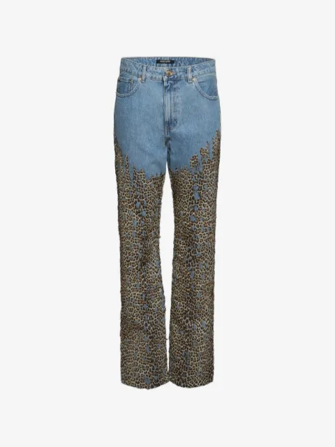 Roberto Cavalli jeans con cinco bolsillos y estampado de leopardo