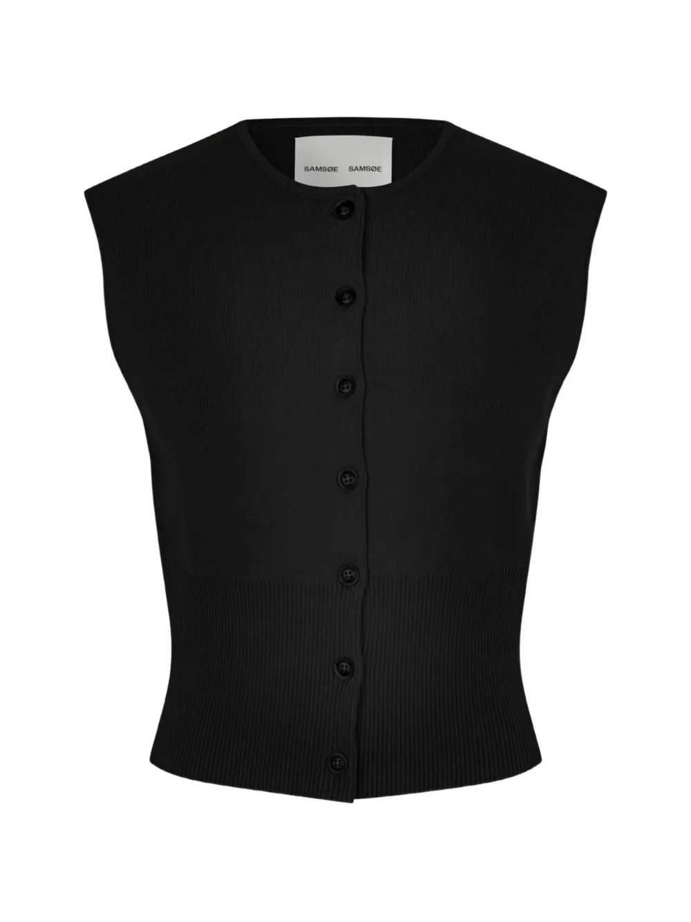 SAMSOE SAMSOE buttoned crew-neck waistcoat - Black