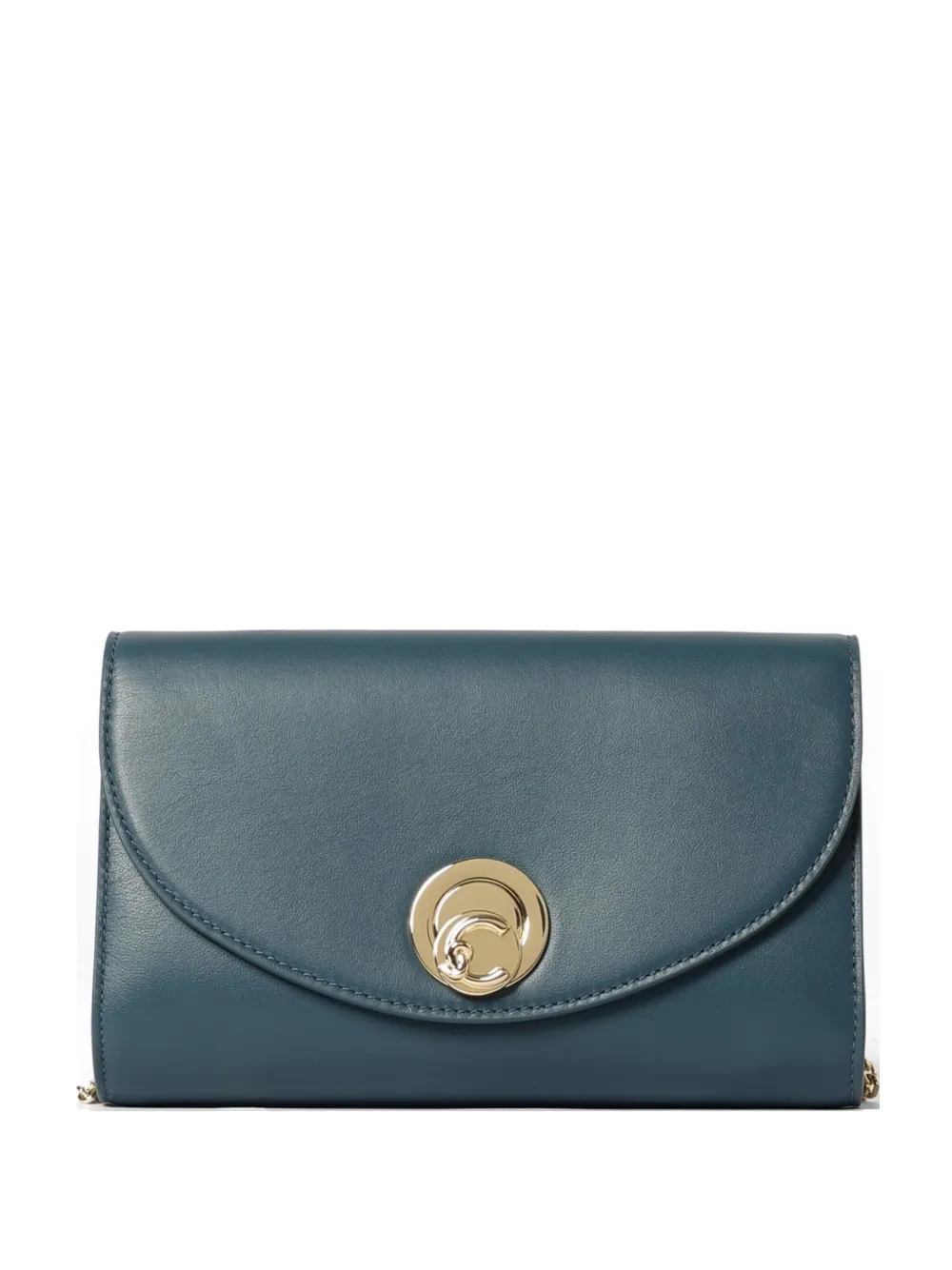 Coccinelle chain-strap leather clutch bag - Blu