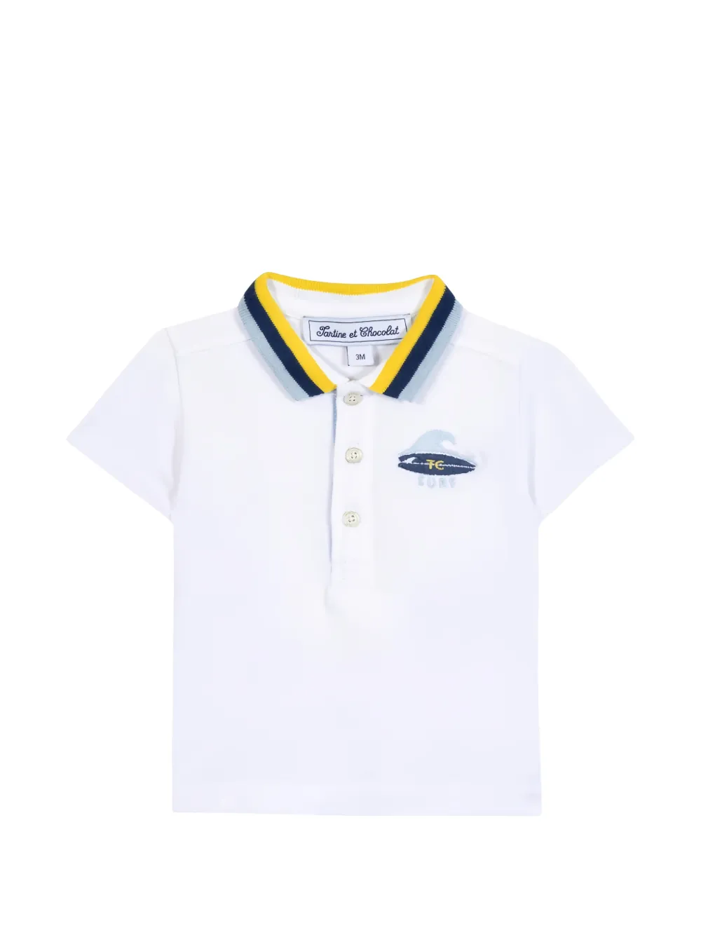Tartine Et Chocolat striped appliqué polo shirt - Bianco
