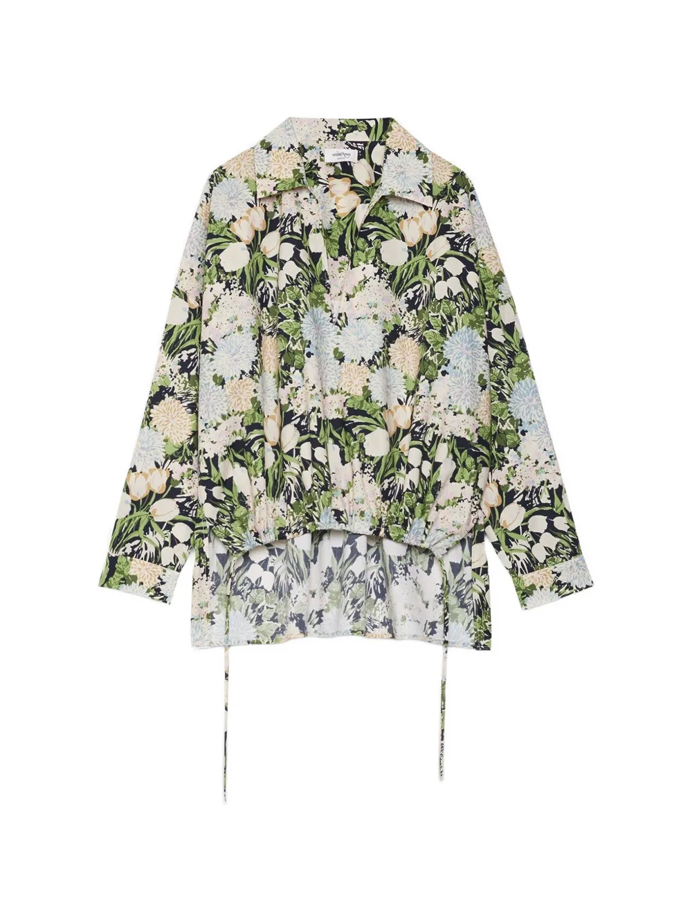 Ottod'Ame Floral drawstring shirt - Schwarz