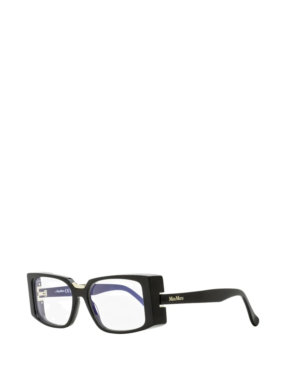 Max Mara Eyewear Bril met rechthoekig goudkleurig montuur Zwart
