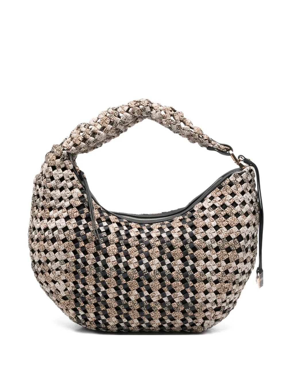 Borbonese woven zip-top tote bag - Toni neutri