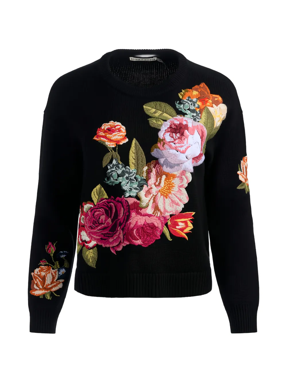 alice + olivia floral-pattern sweater - Nero