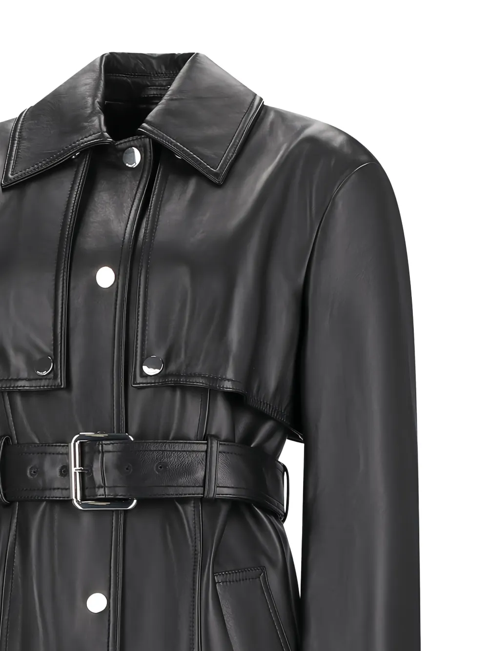Max Mara Leren tweedelige trenchcoat Zwart
