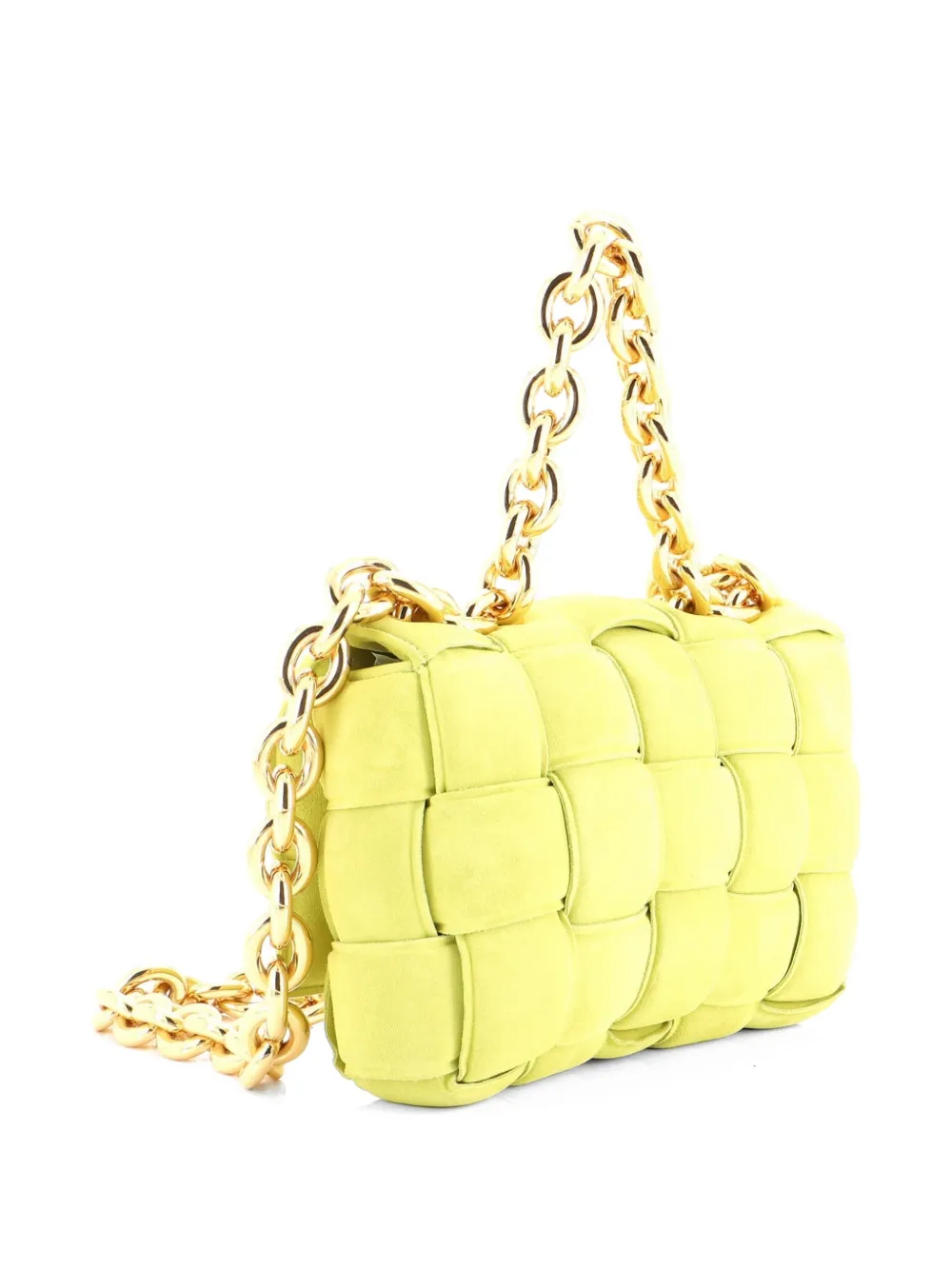  Bottega Veneta Pre-owned Borsa A Tracolla Cassette Imbottita In Pelle Scamosciata Con Motivo Maxi Intrecciato E Catena - Verde 