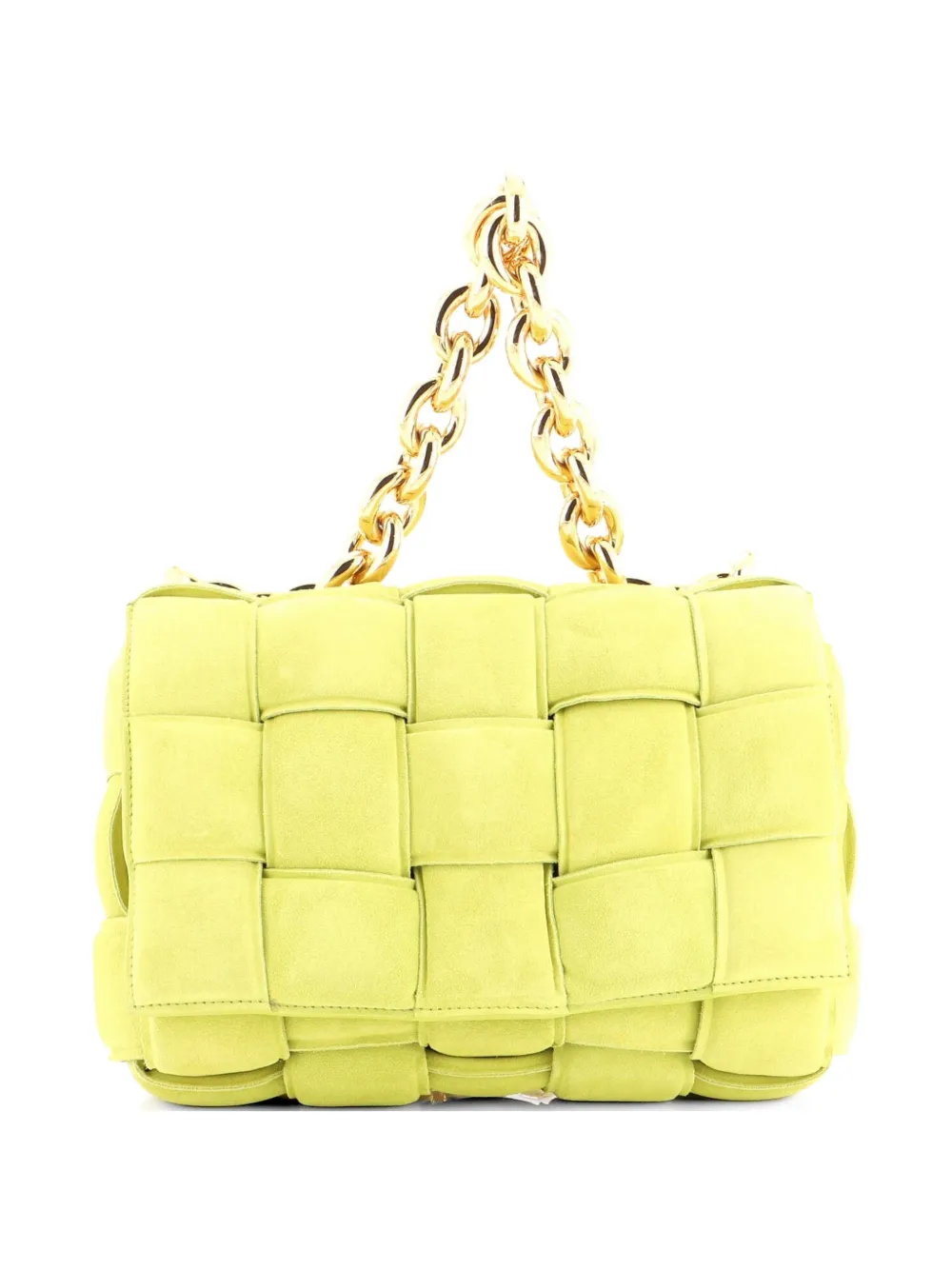 Bottega Veneta Pre-Owned Cassette Chain Padded Maxi Intrecciato Suede crossbody bag - Grün