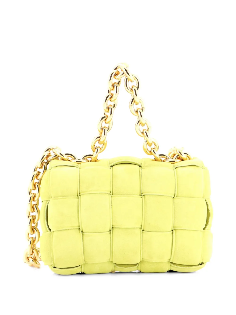  Bottega Veneta Pre-owned Borsa A Tracolla Cassette Imbottita In Pelle Scamosciata Con Motivo Maxi Intrecciato E Catena - Verde 