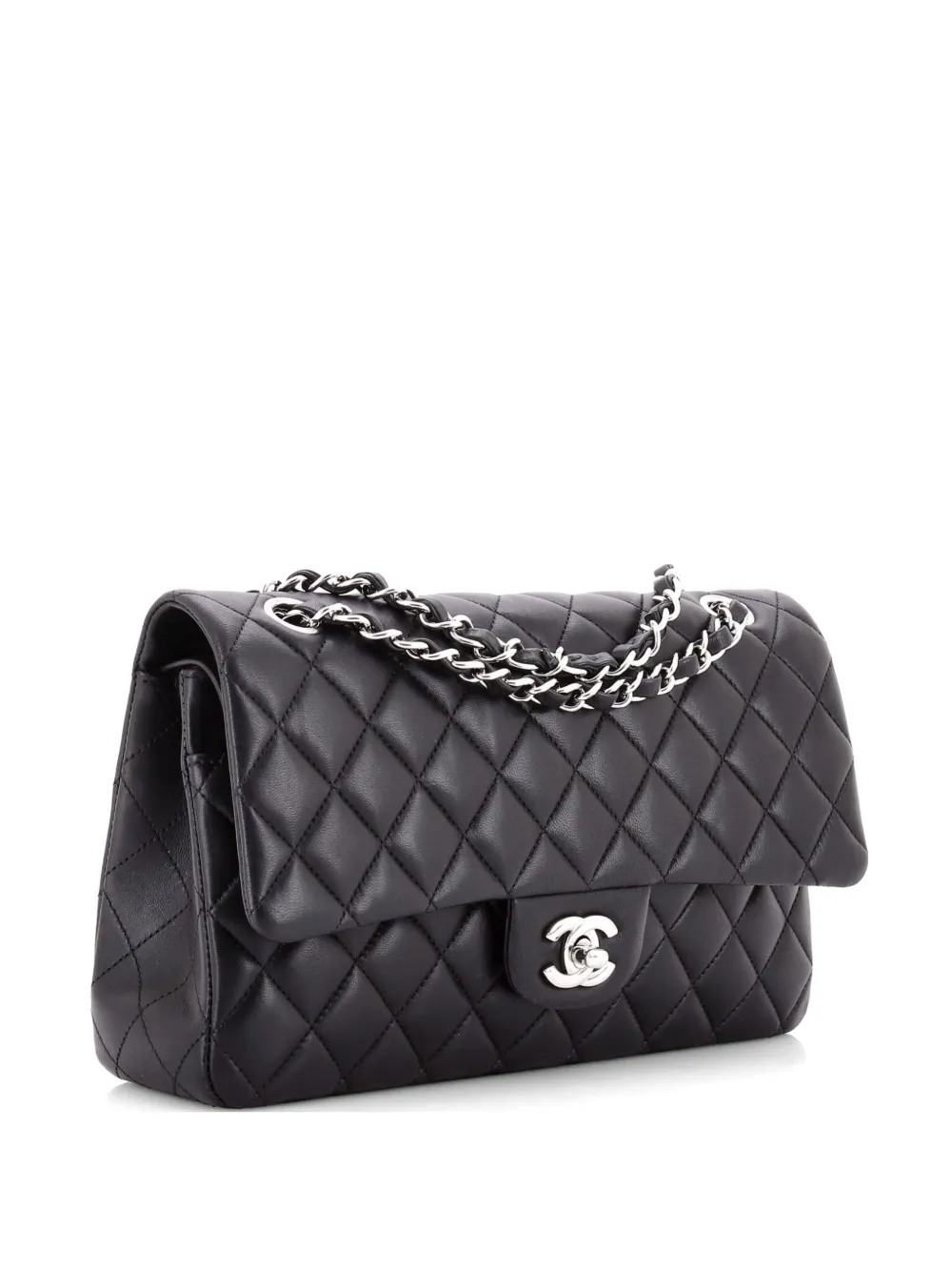 CHANEL Pre-Owned Classic Double Flap Bag Quilted Lambskin Medium shoulder bag - Nero