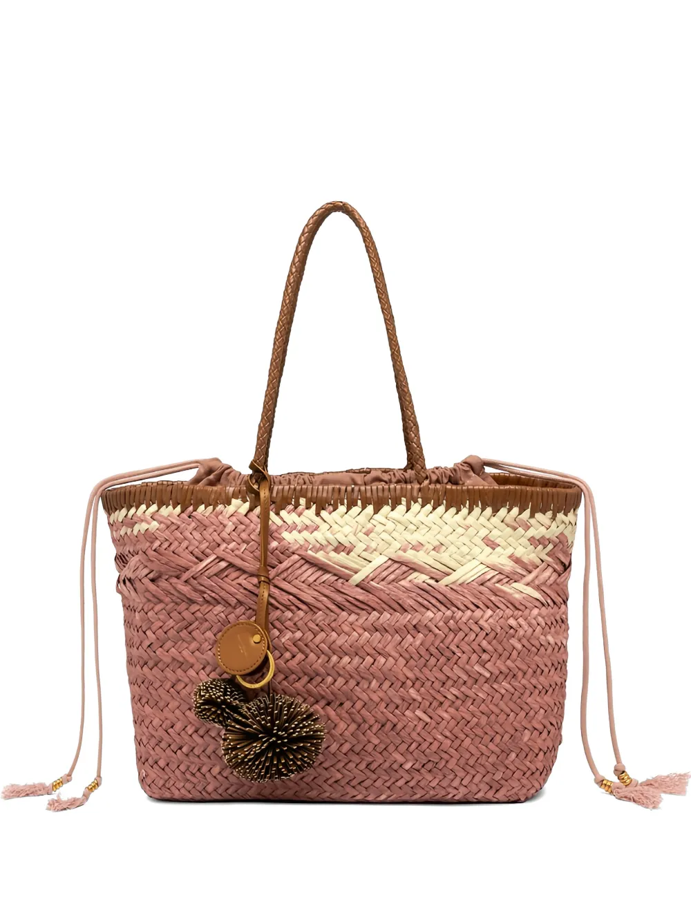 GIANNI CHIARINI woven leather trim shoulder bag - Rosa
