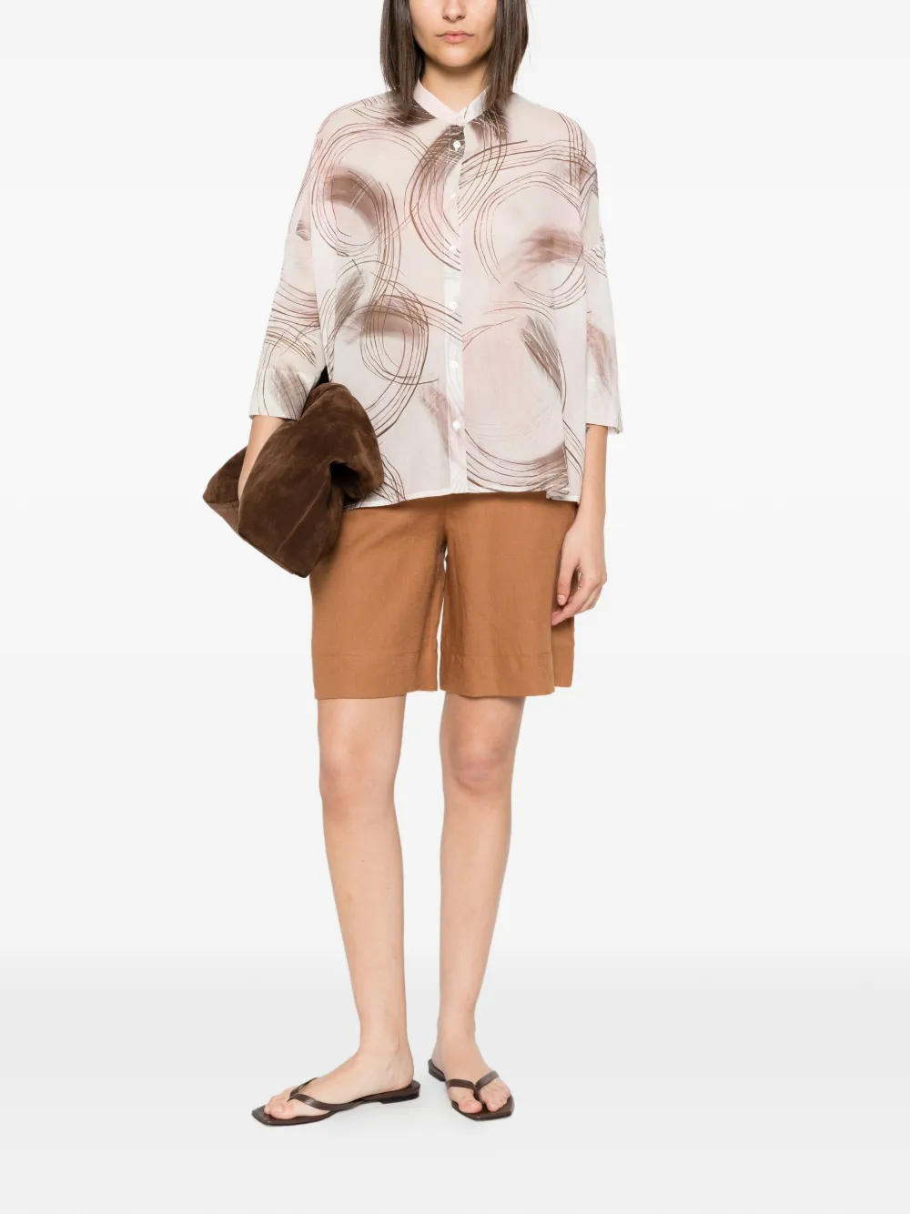 Gran Sasso Linnen shorts Bruin