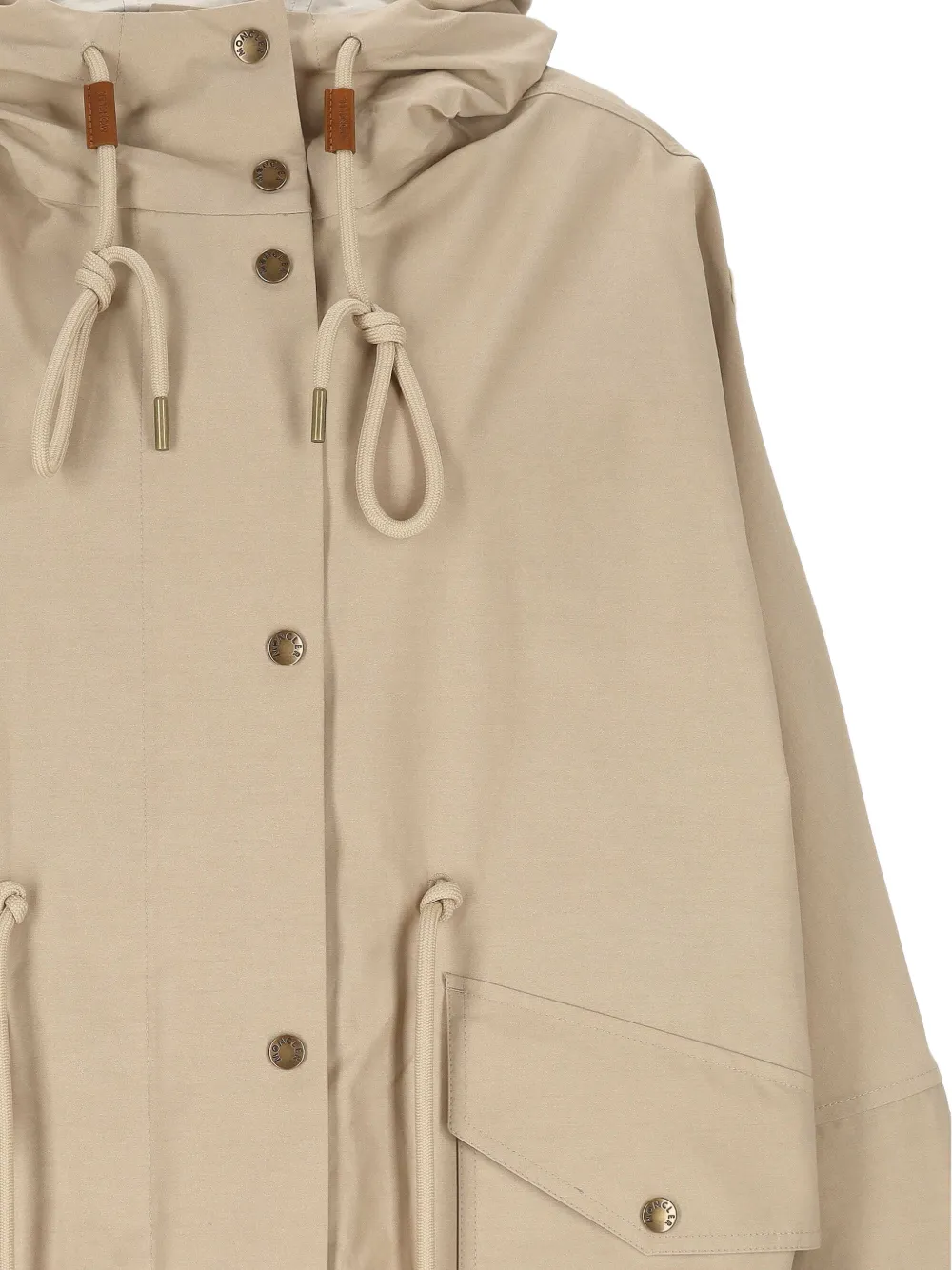 Moncler Carex jas met capuchon en trekkoord Beige