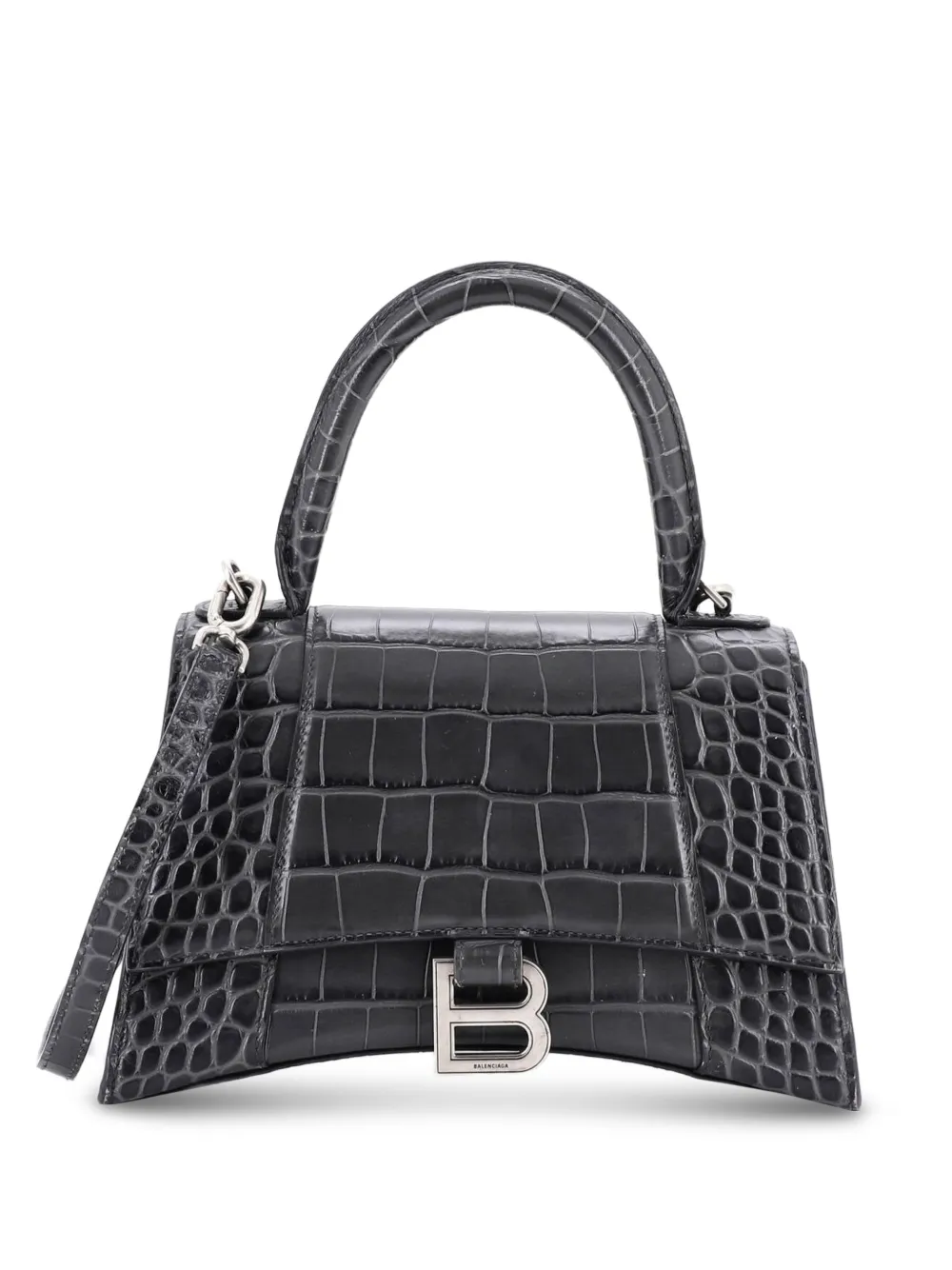 Balenciaga Pre-Owned Hourglass Top Handle Bag Crocodile Embossed Leather Small crossbody bag - Grigio