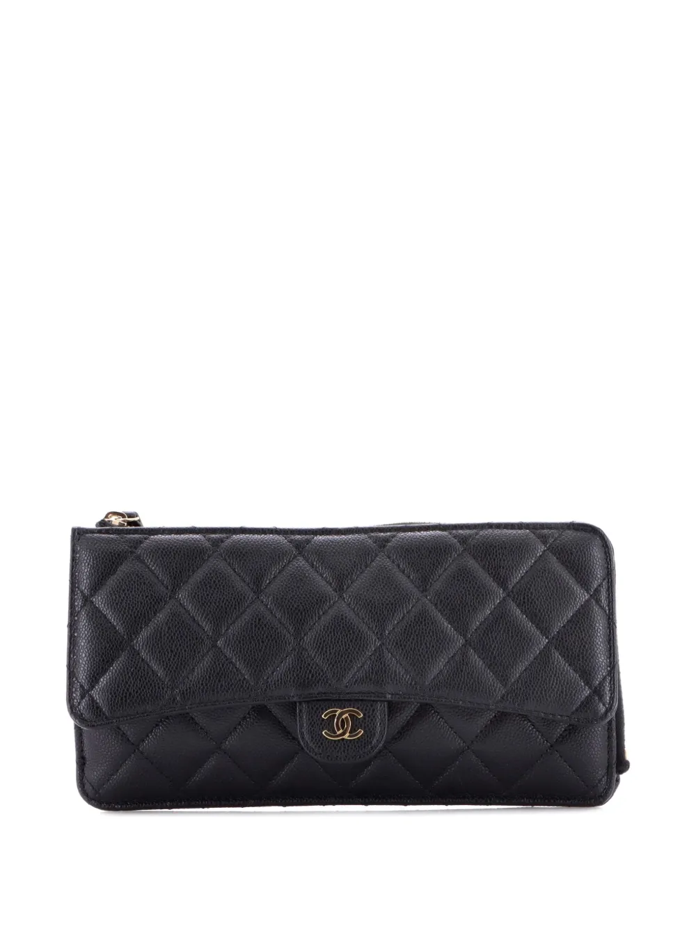 CHANEL Pre-Owned CC Classic Flap Zip Wallet Quilted Caviar Long small wallets - Nero