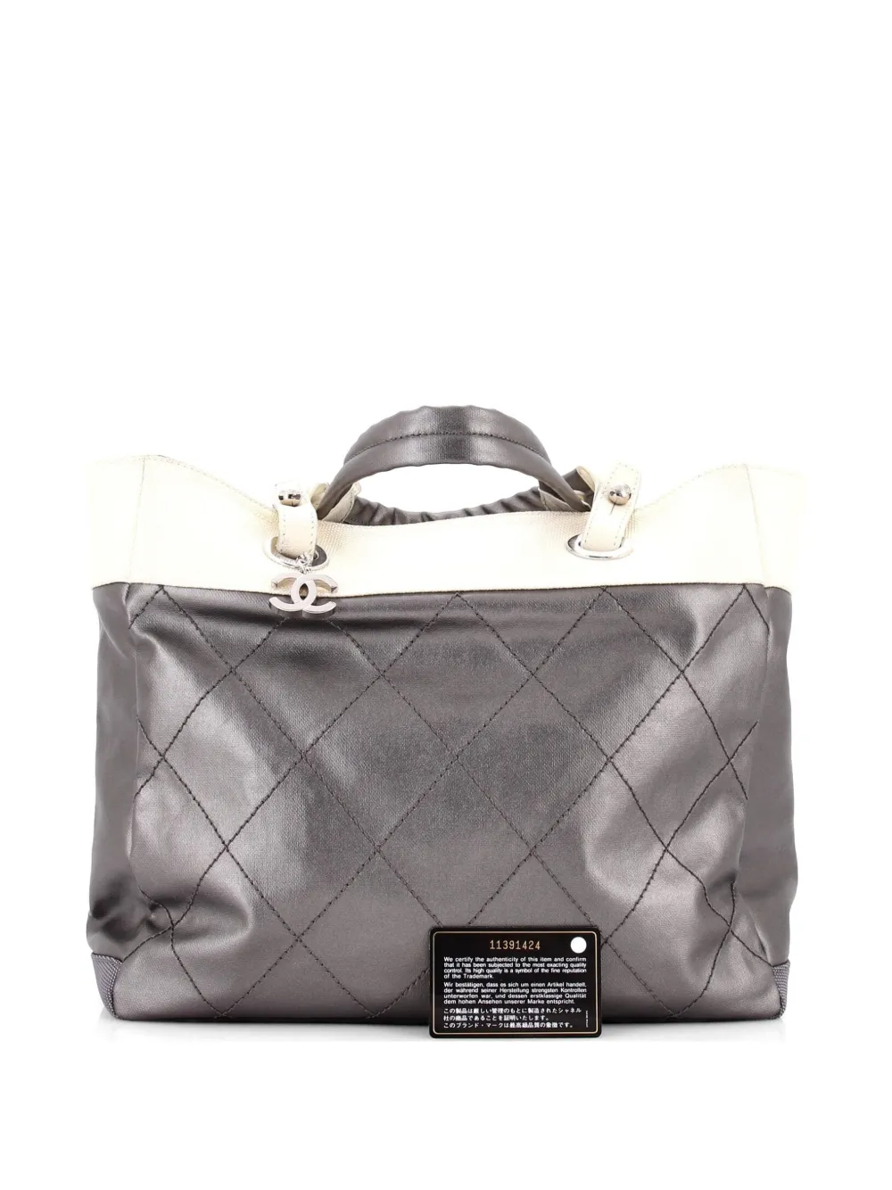 CHANEL Pre-Owned Biarritz Quilted Coated Canvas Large tote bag - Grigio