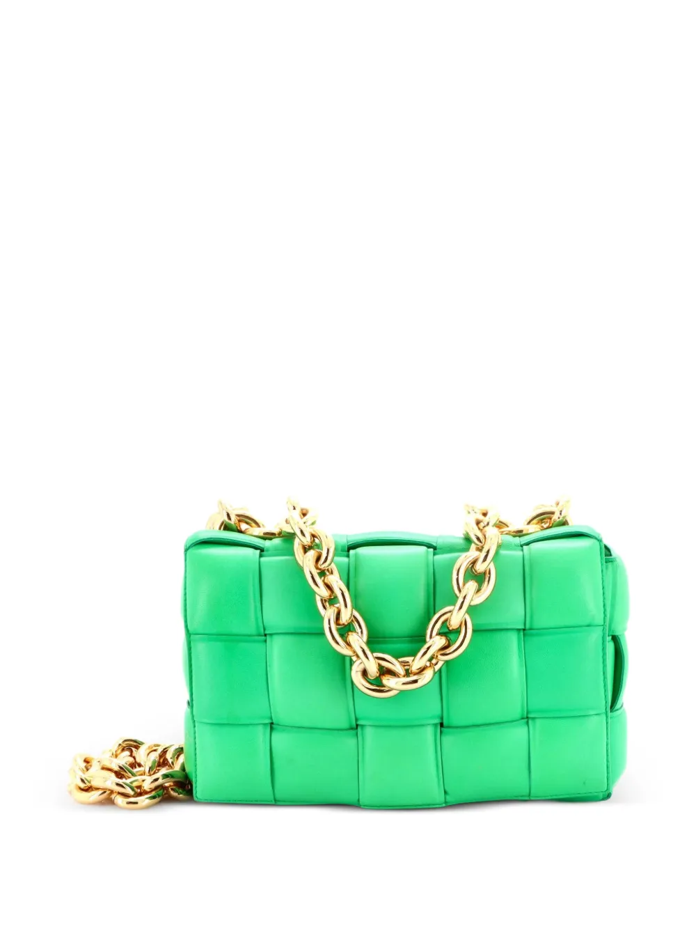 Bottega Veneta Pre-Owned Cassette Chain Padded Maxi Intrecciato Leather crossbody bag - Verde
