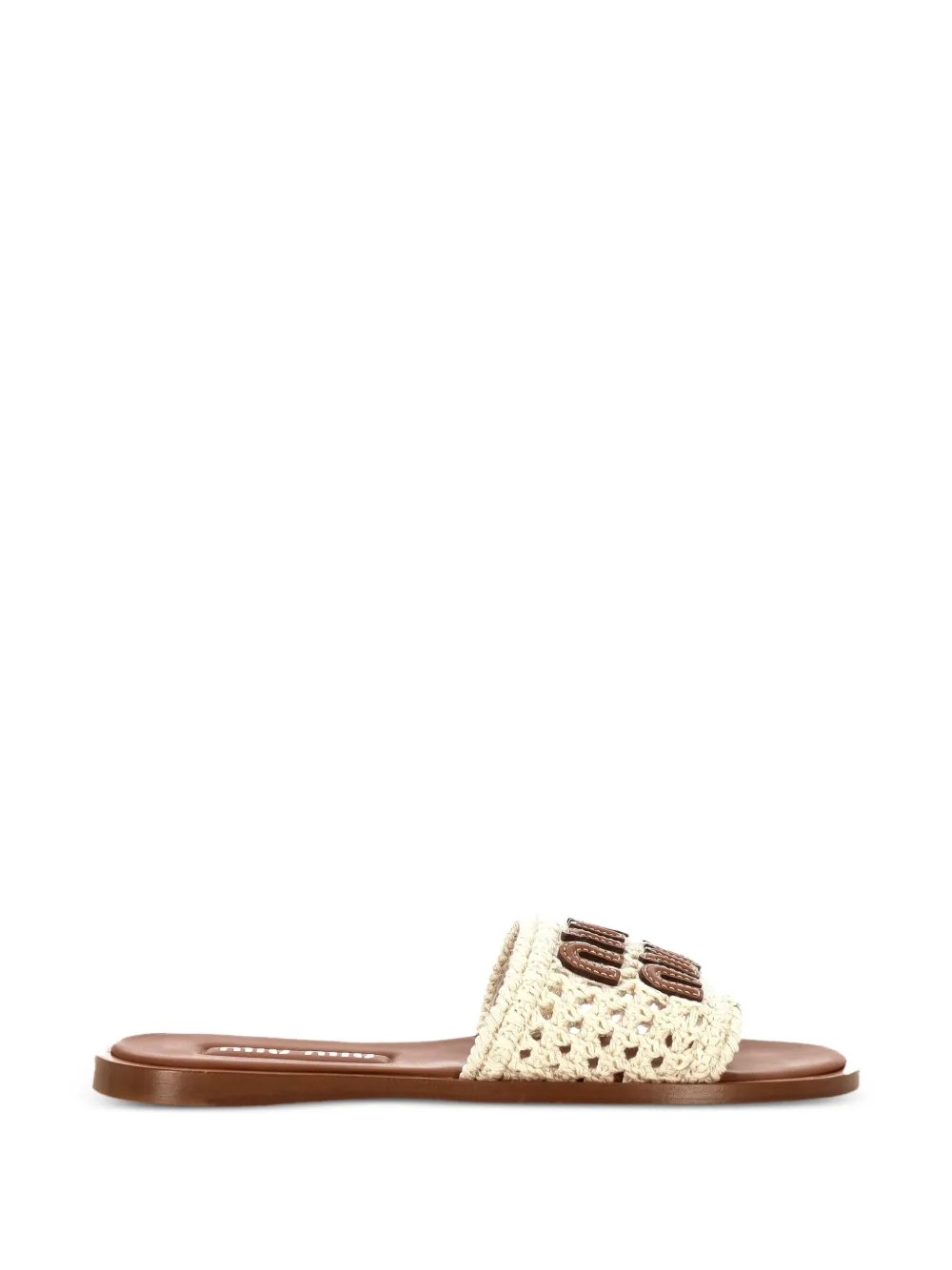 Miu Katoenen slippers met logo Beige