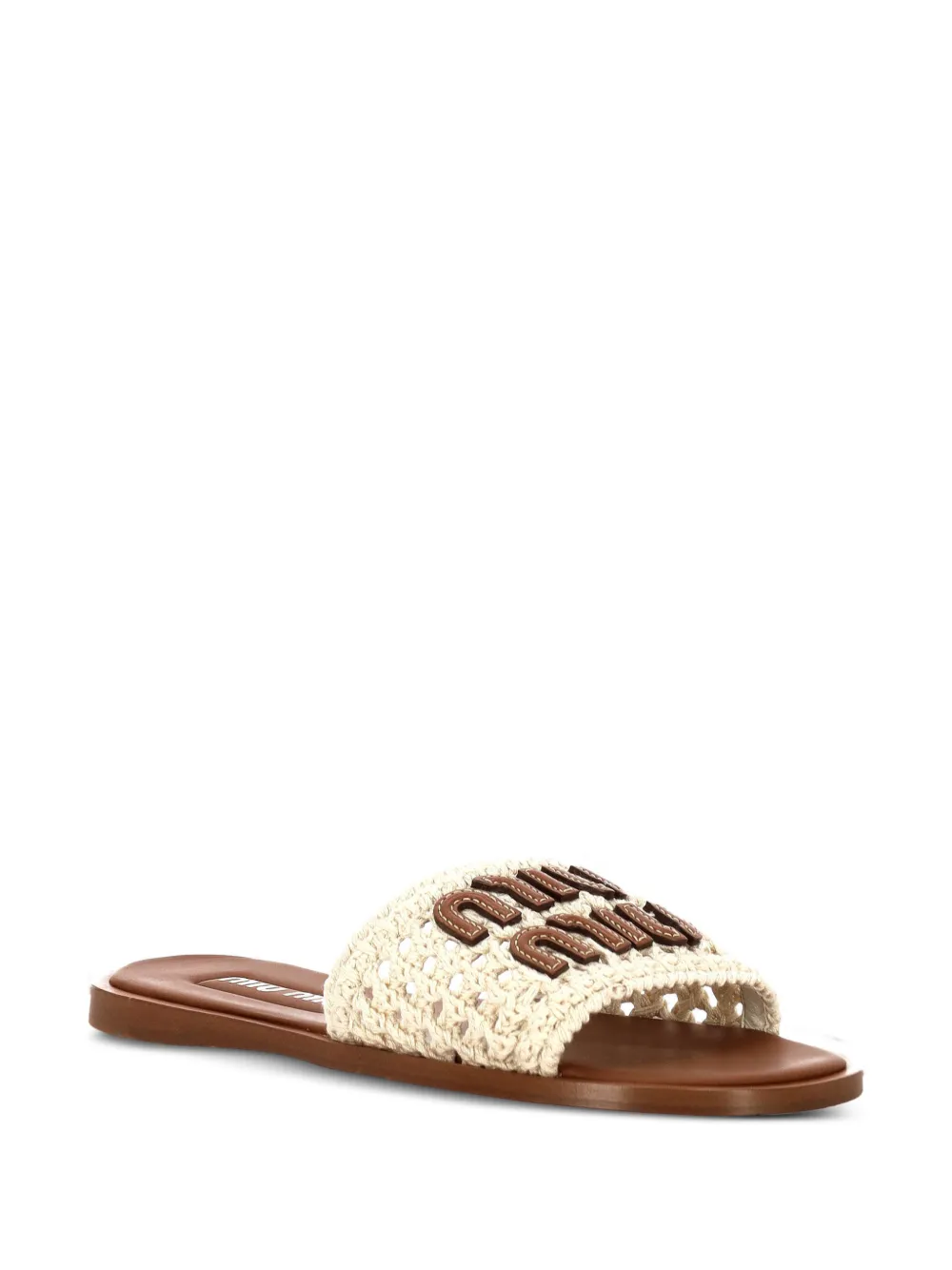 Miu Katoenen slippers met logo Beige