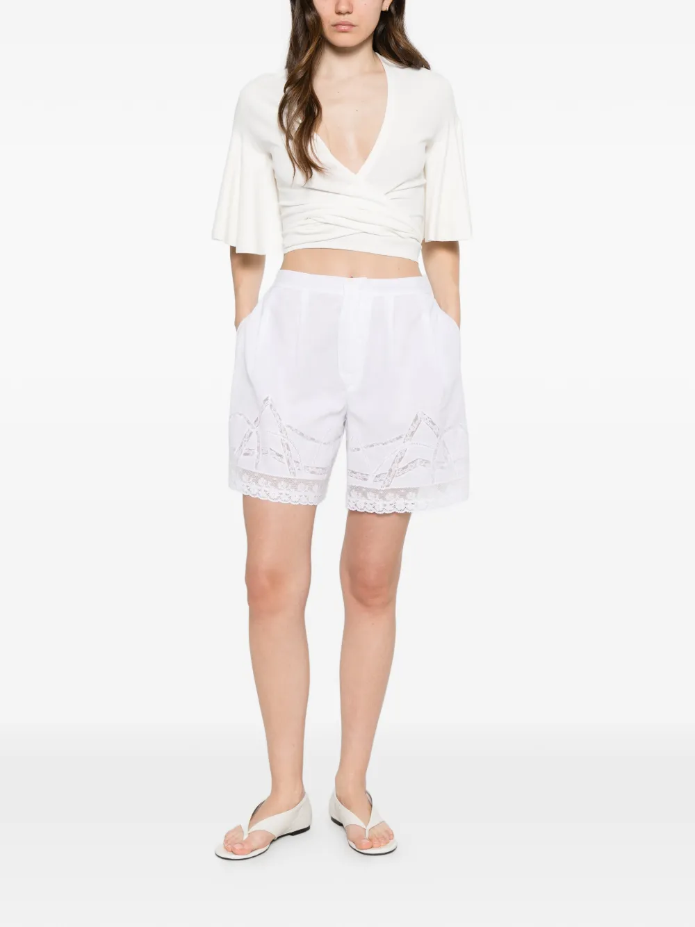 Ermanno Scervino lace-trim embroidered shorts - Bianco