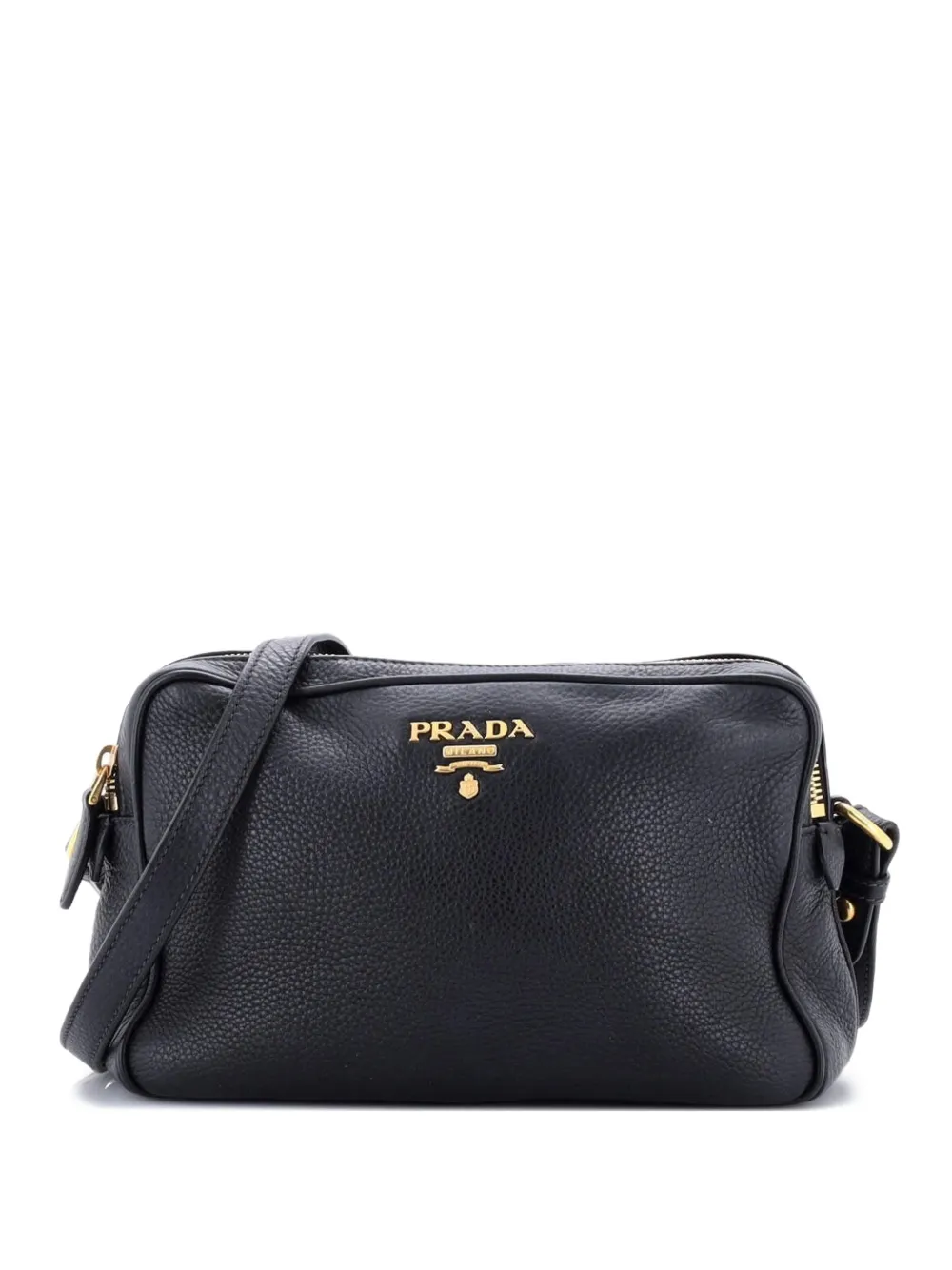 Prada Pre-Owned Double Zip Camera Bag Vitello Daino crossbody bag - Nero