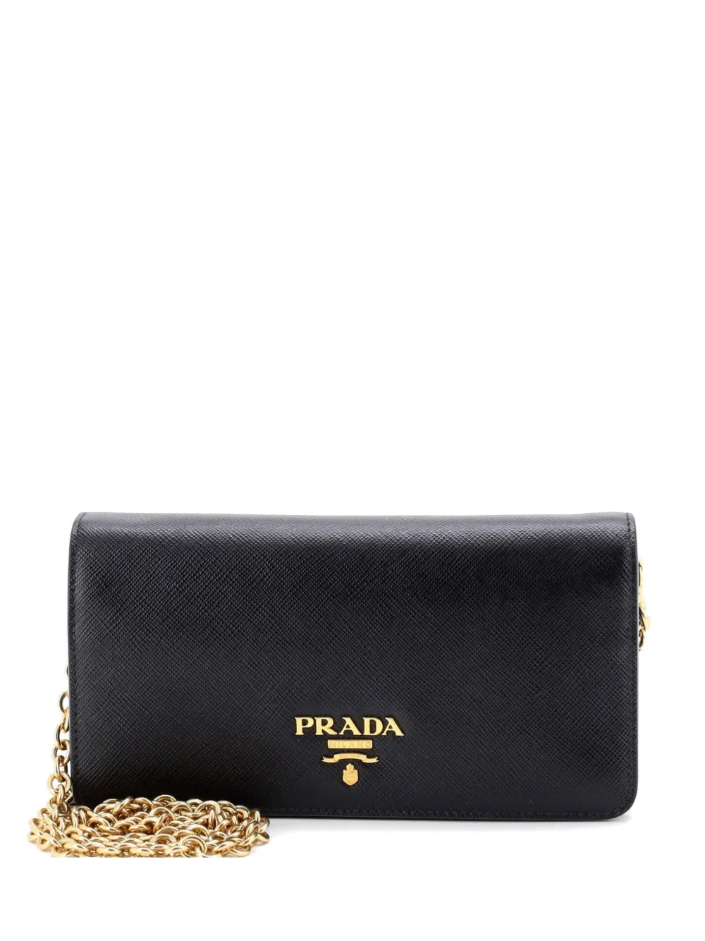 Prada Pre-Owned Wristlet Wallet on Chain Saffiano Leather Mini clutch bag - Nero