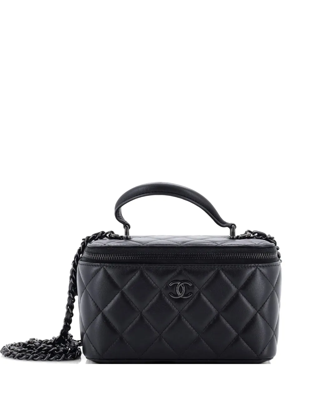 CHANEL Pre-Owned So Black Top Handle Vanity Case with Chain Quilted Lambskin Small crossbody bag - Nero
