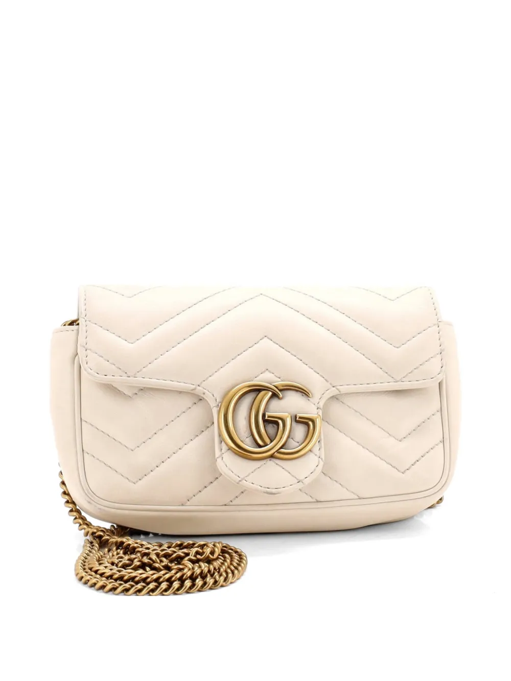 Gucci Pre-Owned GG Marmont Flap Bag Matelasse Leather Super Mini crossbody bag - Bianco