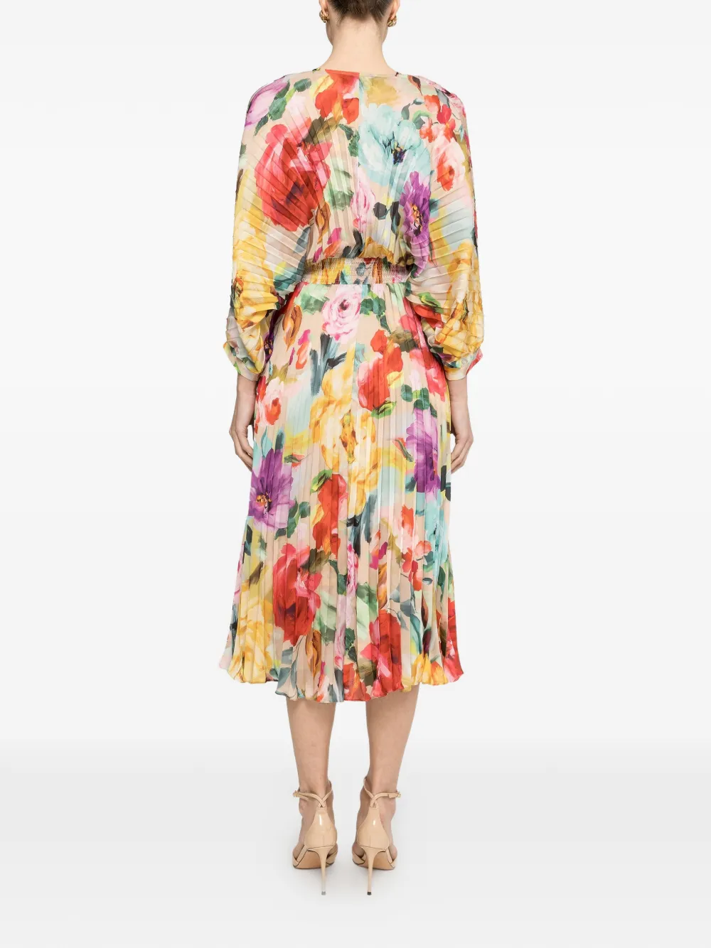 NISSA Midi-jurk met plooien en print Geel