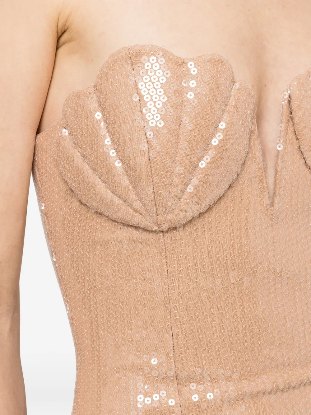 NISSA Getailleerde maxi-jurk met pailletten Beige