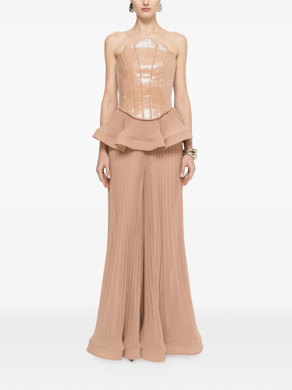 NISSA Korset top met pailletten Beige
