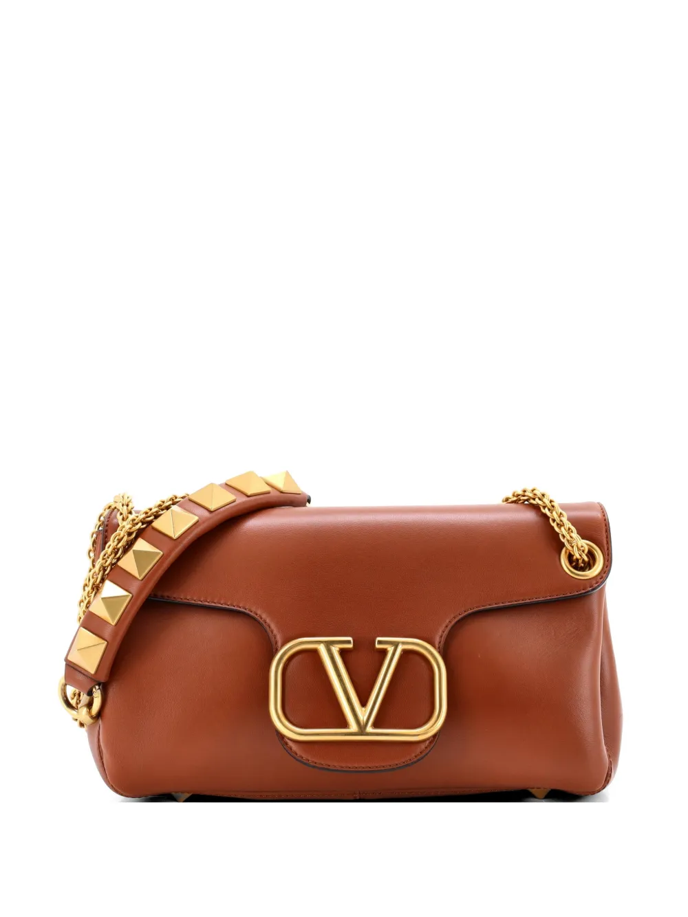 Valentino Garavani Pre-Owned Stud Sign Leather shoulder bag - Marrone