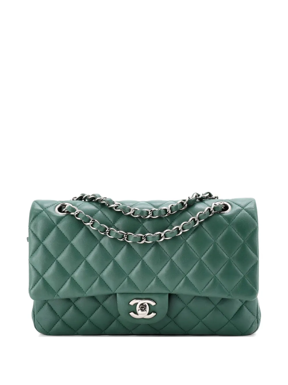 CHANEL Pre-Owned Classic Double Flap Bag Quilted Lambskin Small shoulder bag - Verde